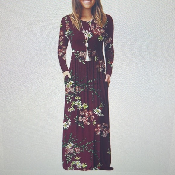 Women’s Long Sleeve Maxi Dress WITH POCKETS! - Picture 1 of 5